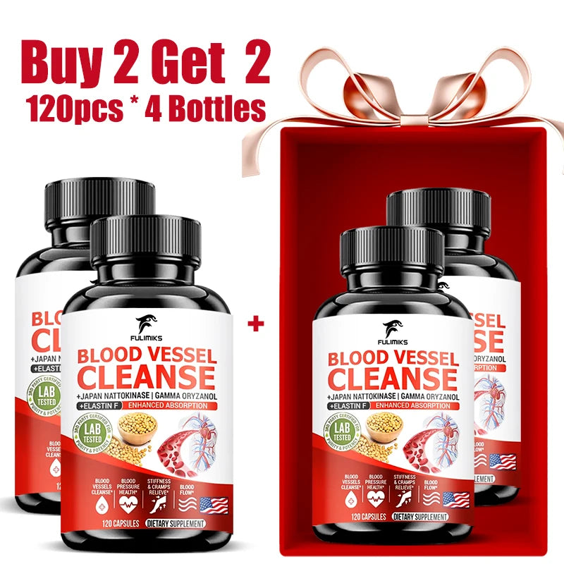Premium Blood Vessel Cleanse Pills, with Japan Nattokinase, Gamma Oryzanol, Support Vein Health, Leg Wellness, Non-GMO