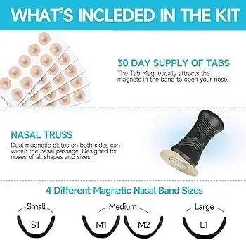 Adults Magnetic Nasal Dilator Set Anti-Snore Breathing Aid Clips Increase Nasal Airflow Snoring Relief Kit Improve Restful Night Sleep Quality