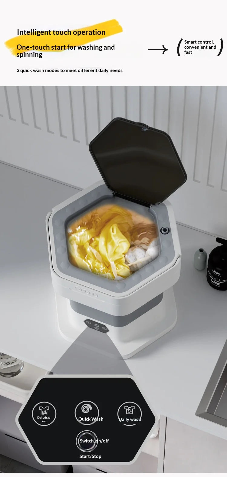 New Mini Folding Washing Machine Household Small-sized Washing Machine Socks Underwear Pants Also Capable Dehydrating White