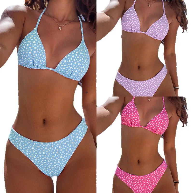 2026 Fashion Sexy Leopard Print Bikini Set for Women, Tie Side String Two Piece Swimsuit, Push Up Beach Bathing Suit, Summer