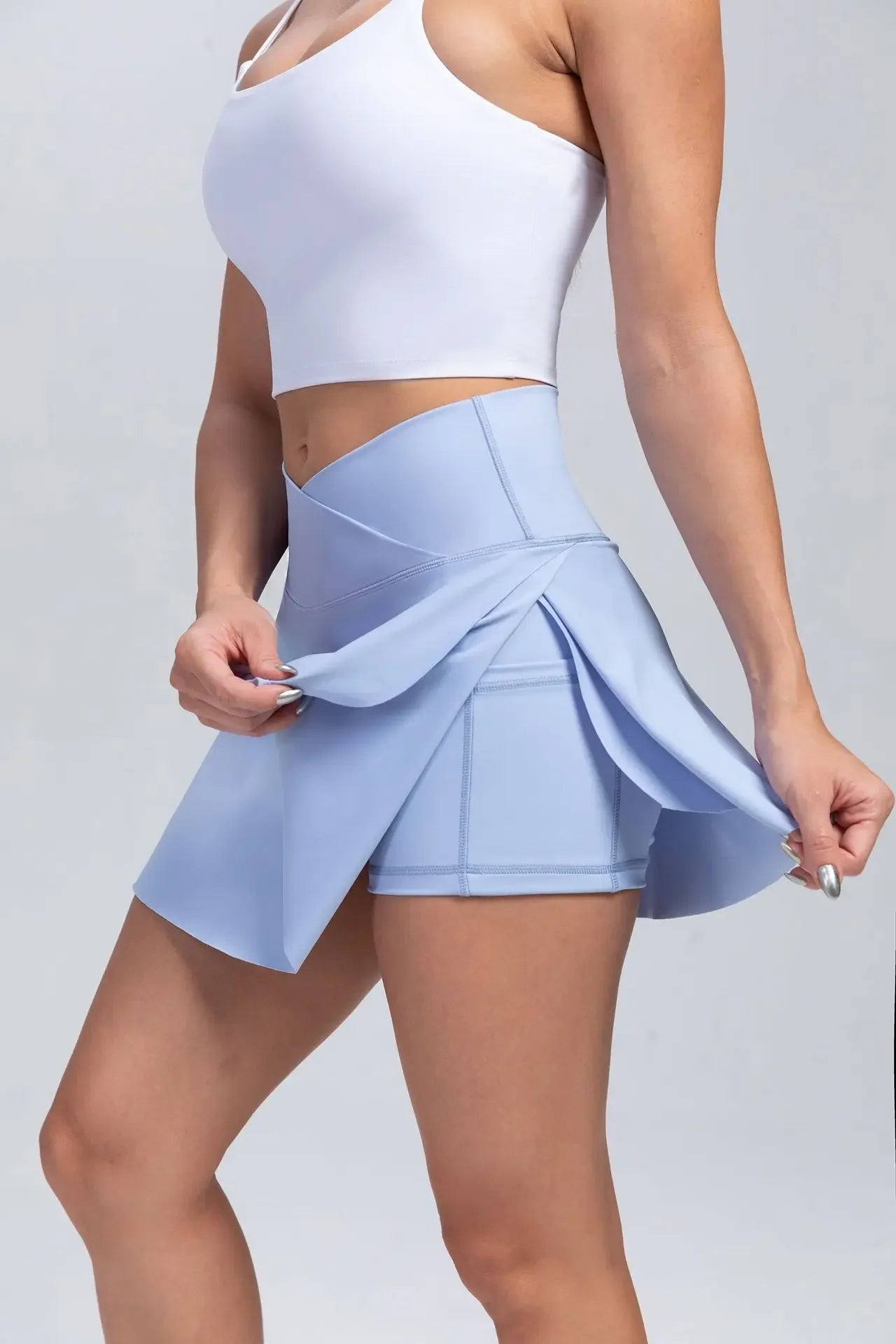 Women Fitness Shorts Skirts Yoga Seamless Leggings High Elastic Sports Fashion Gym Trainning Tennis Dresses High-Waist Skirts