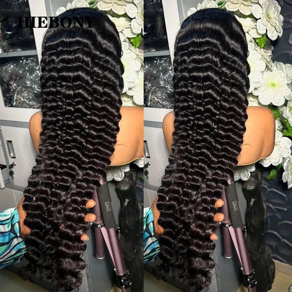 HiEbony Hair 13x6 HD Lace Front Wigs Deep Wave 250% Density Burmese Curly HD Lace Front Wigs Invisible Melt Skin HD Lace Wigs