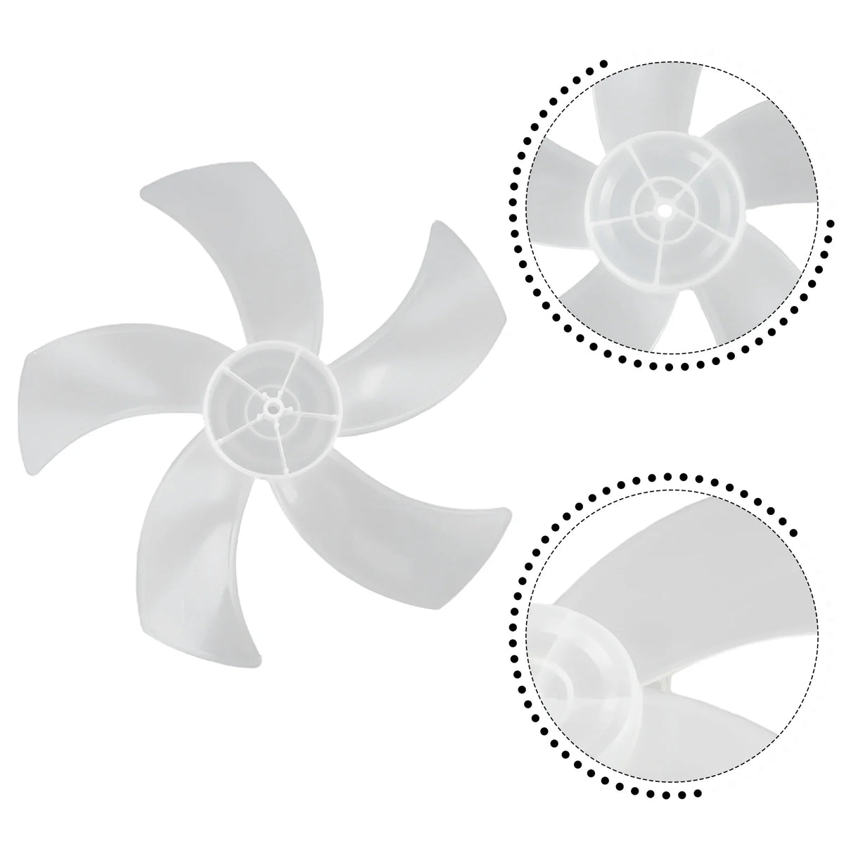 16 Inch Five Leaf Replacement Fan Blade With Nut Cover For Stand Fans And Desk Fans Plastic Material For Household Use