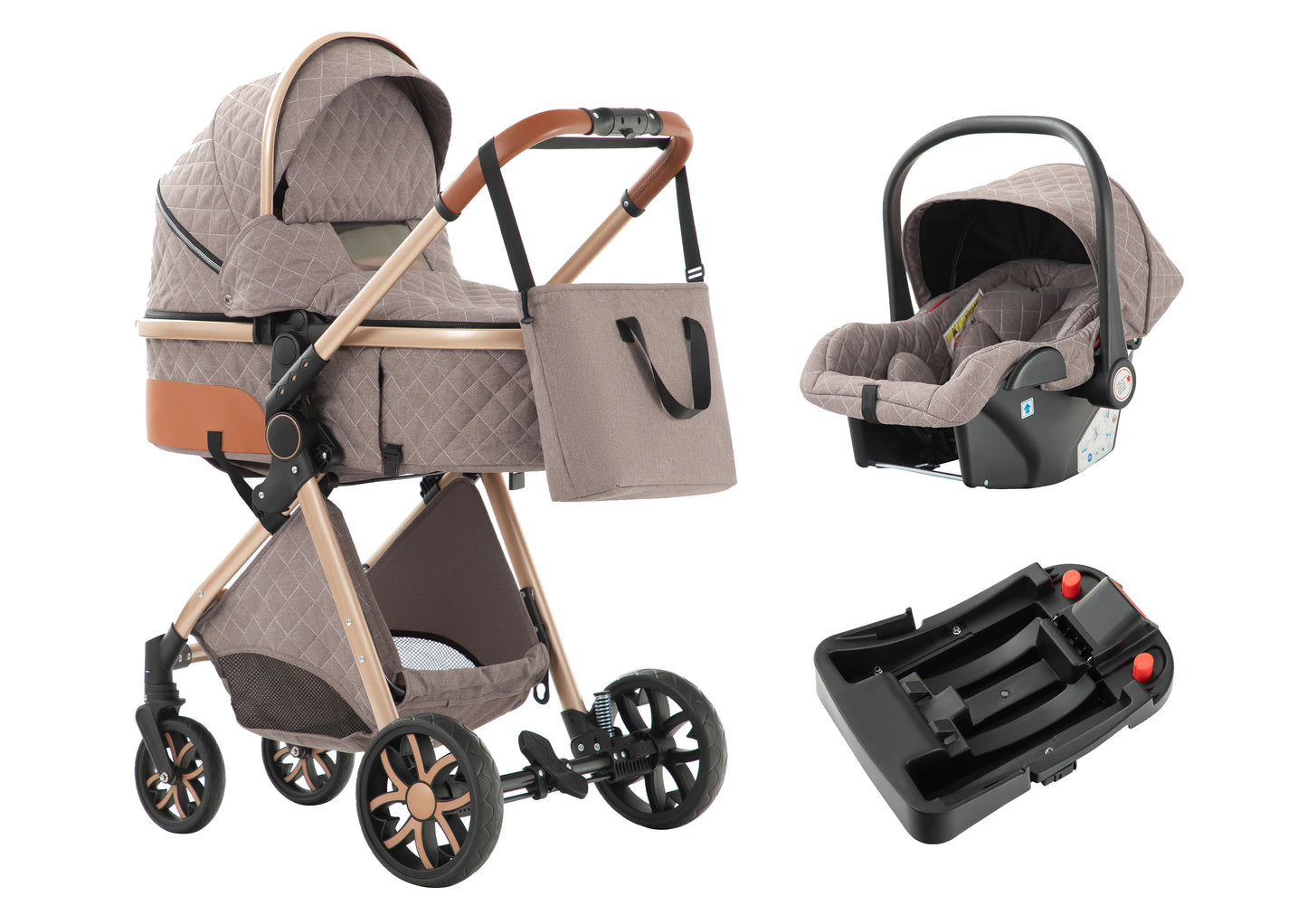 Baby Stroller 3-in-1 Travel System,Adjustable stroller and Accessories Combo Set, One Click Folding.