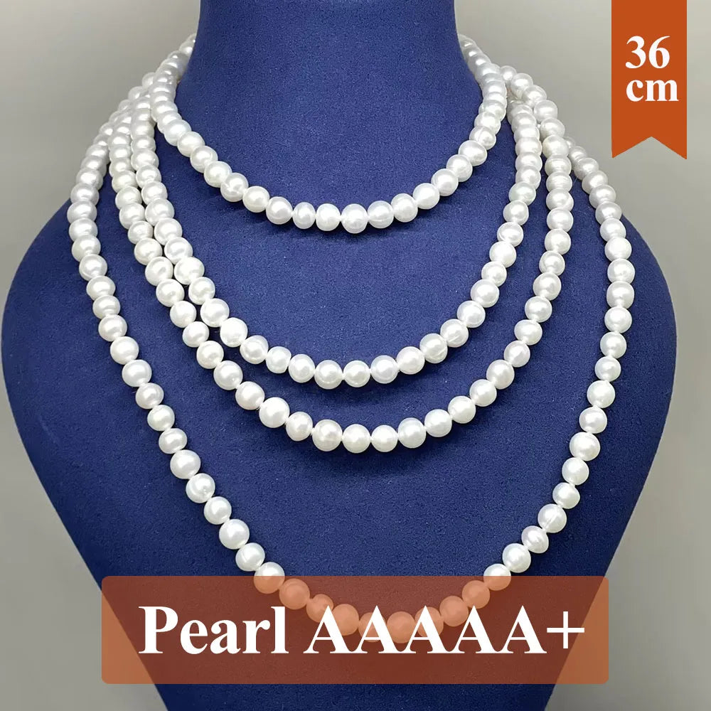 160cm Natural Freshwater Pearls Sweater Chain Round Pearl Loose Spacer Beaded for Women Men Jewelry Necklace Gift 6-7mm