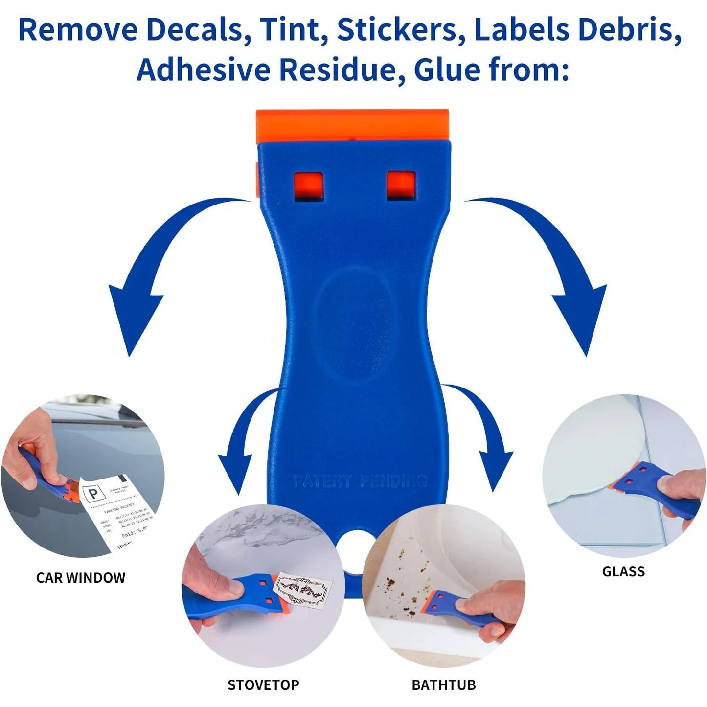 Razor, 1PC Plastic Scraper Tool with 10PCS Plastic Blades for Removing Glue, Sticker, Decals, Tint from Car Window and Glass