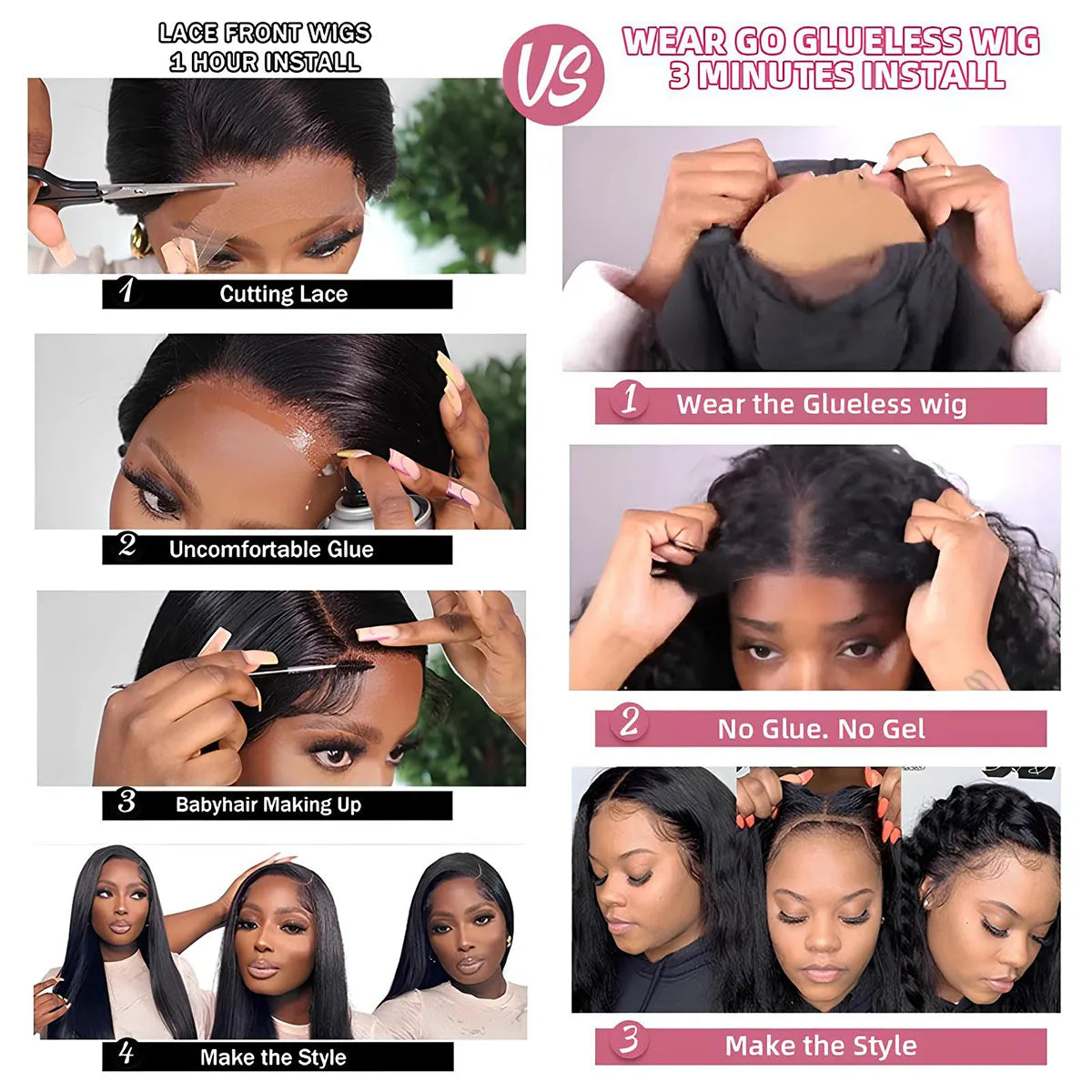 Pre-Braid 13x6 HD Lace Front Wear and Go Glueless Wig Human Hair Deep Wave 13x4 Lace Frontal Drawstring Glue-Free Wigs for Woman