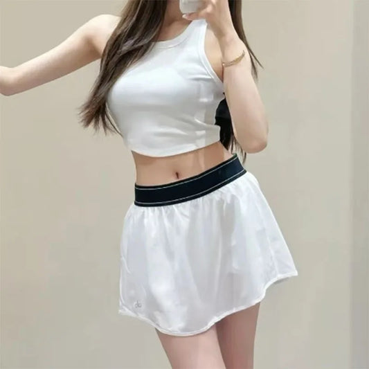 New Women's Tennis Skirt Outdoor Sports Breathable and Comfortable Simple Anti Light Skirt