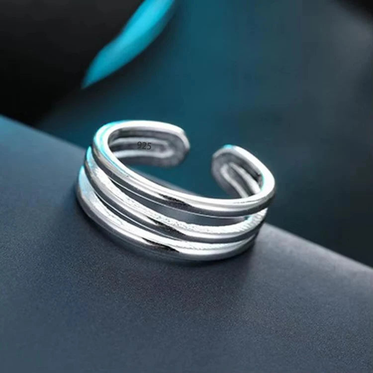 VENTFILLE 925 Sterling Silver Geometric Line Cross Wrap Open Ring For Women Gift Irregular Punk Adjustable Jewelry Dropshipping