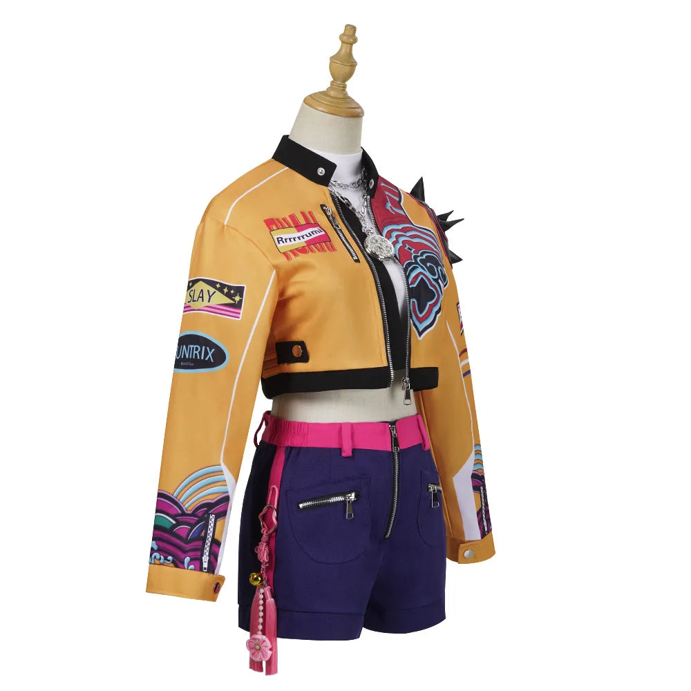 Halloween Fancy Dress Adult Kids Street Hip Hop Role Play Outfit 3 Styles Printed Crop Top Skirt Shorts Idol Stage Costume