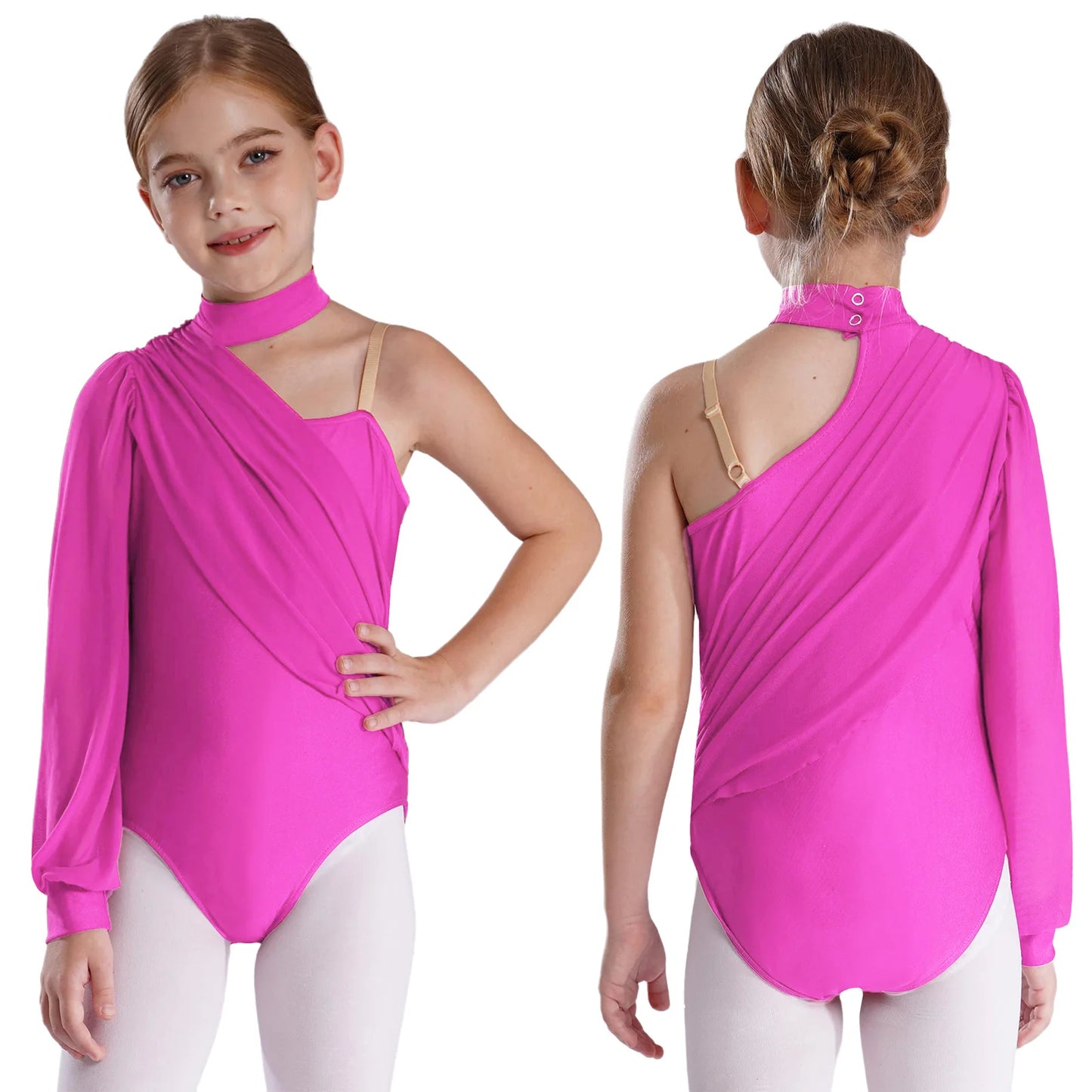 Girls Leotards Jumpsuit for Jazz Latin Skating Competition Costume Tassels Long Sleeve Rhinestones Bodysuit Modern Dancewear