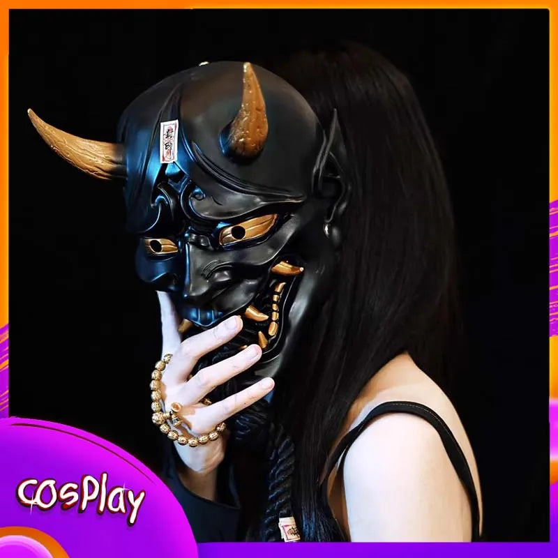 Halloween Prajna Mask Horror Mask Cosplay Costumes Japanese Demon Ghost Mask Party Carnival Comic-Con Masquerade Props Gift