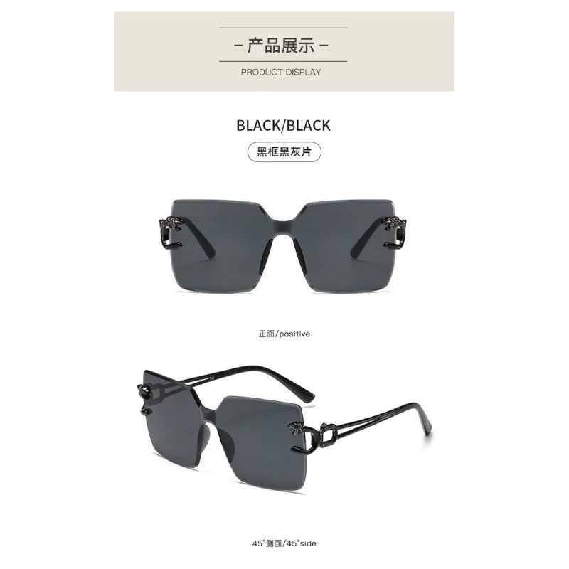 Retro Square Sunglasses Women Men Rimless Trend Luxury Shades Travel Glasses Lady Man UV400