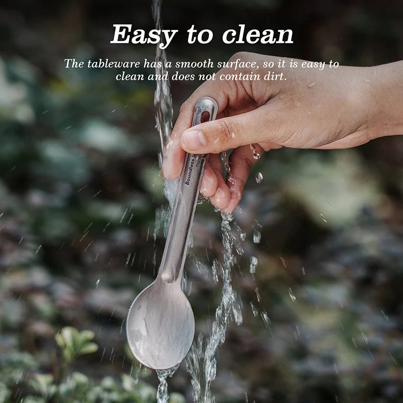 Boundless Voyage Titanium Cutlery Reusable Spoon Spork Set Lightweight Camping Tableware Outdoor Flatware