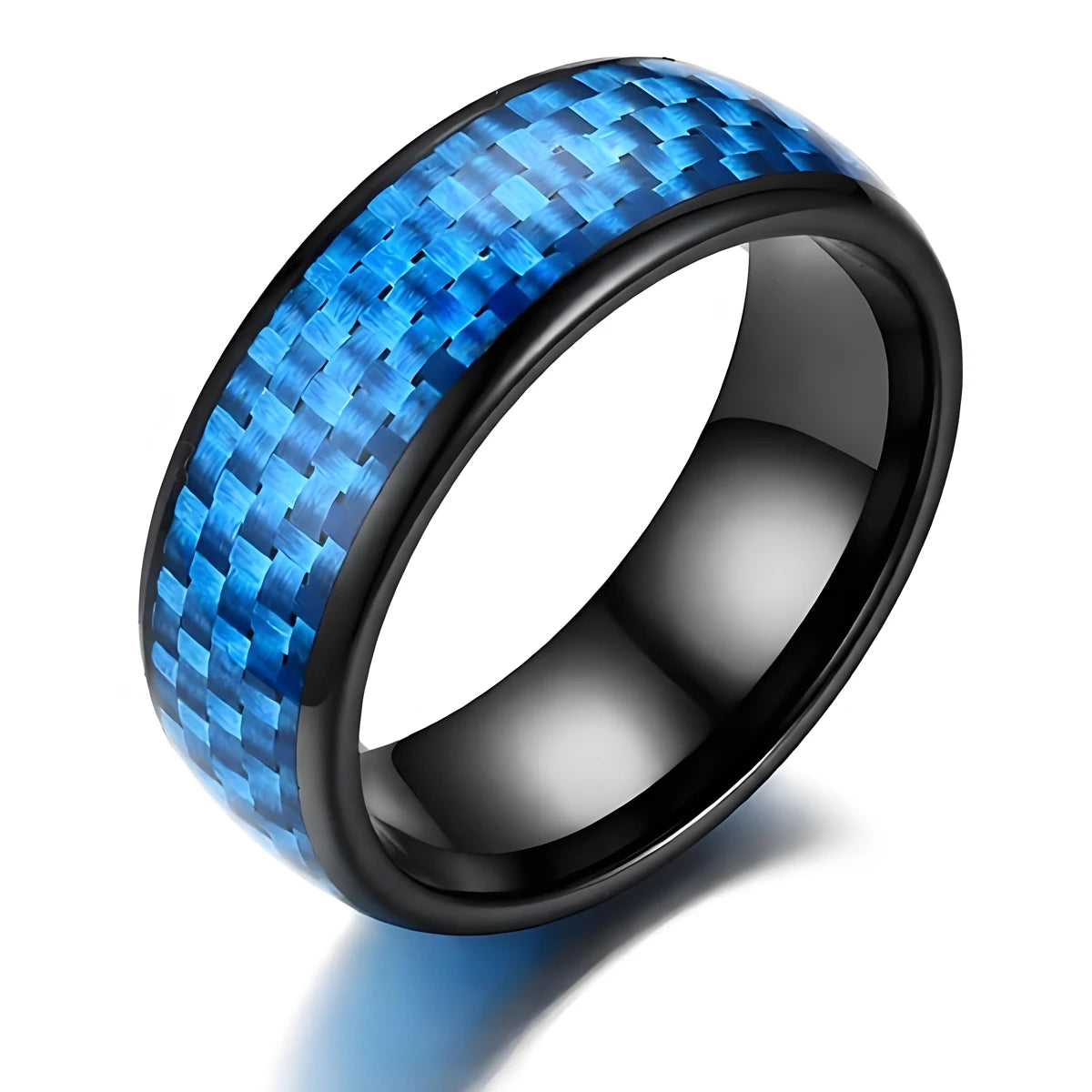 Inlay Blue or Black Carbon fiber for Men Women 7mm Ceramic Finger Ring,Gen2 Rewritable 13.56mHz  UID 1K S50 Smart Jewerly Ring