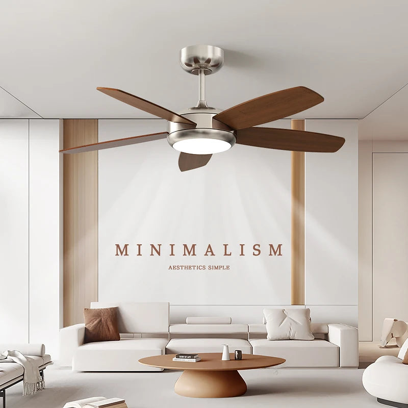 Living Room Fan Lamp Chandelier, Vintage American Style, Bedroom Room Electric Fan Integrated Silent Inverter, Dining Room Ceili