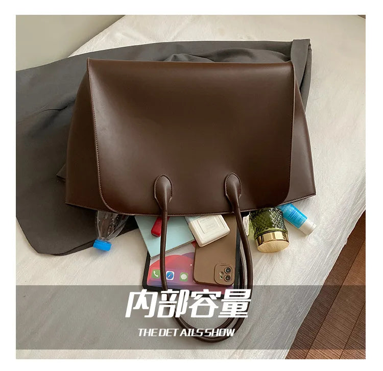 Luxury Women's Large Tote Bag Genuine Leather Shoulder Bags 2025 Female Retro Handbags High Quality Ladies Messenger Bag Black