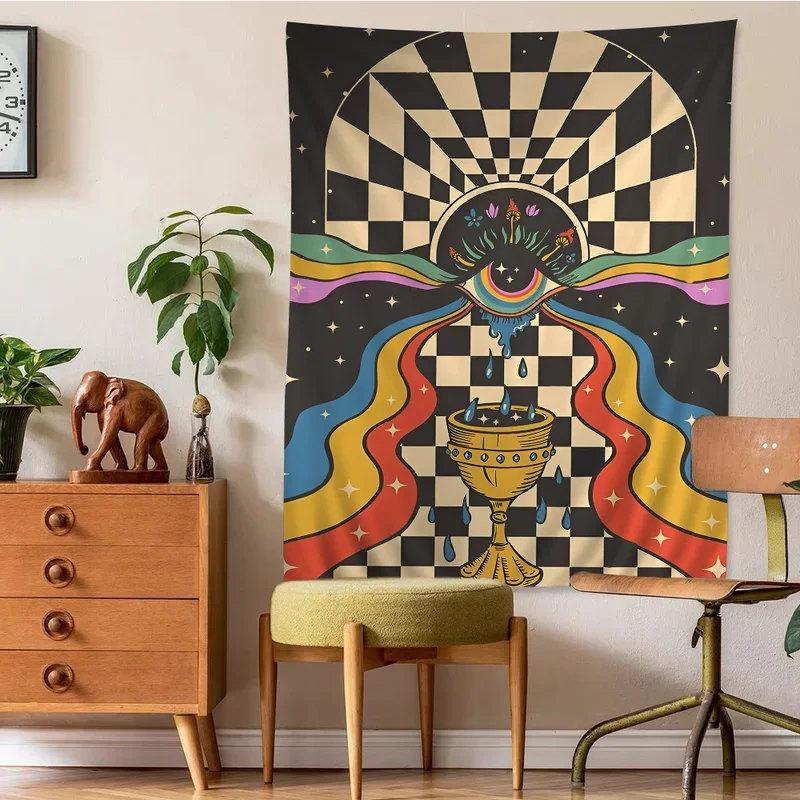 Retro Bohemian Psychedelic 70s DIY Wall Tapestry Science Fiction Art Home Decor for Room
