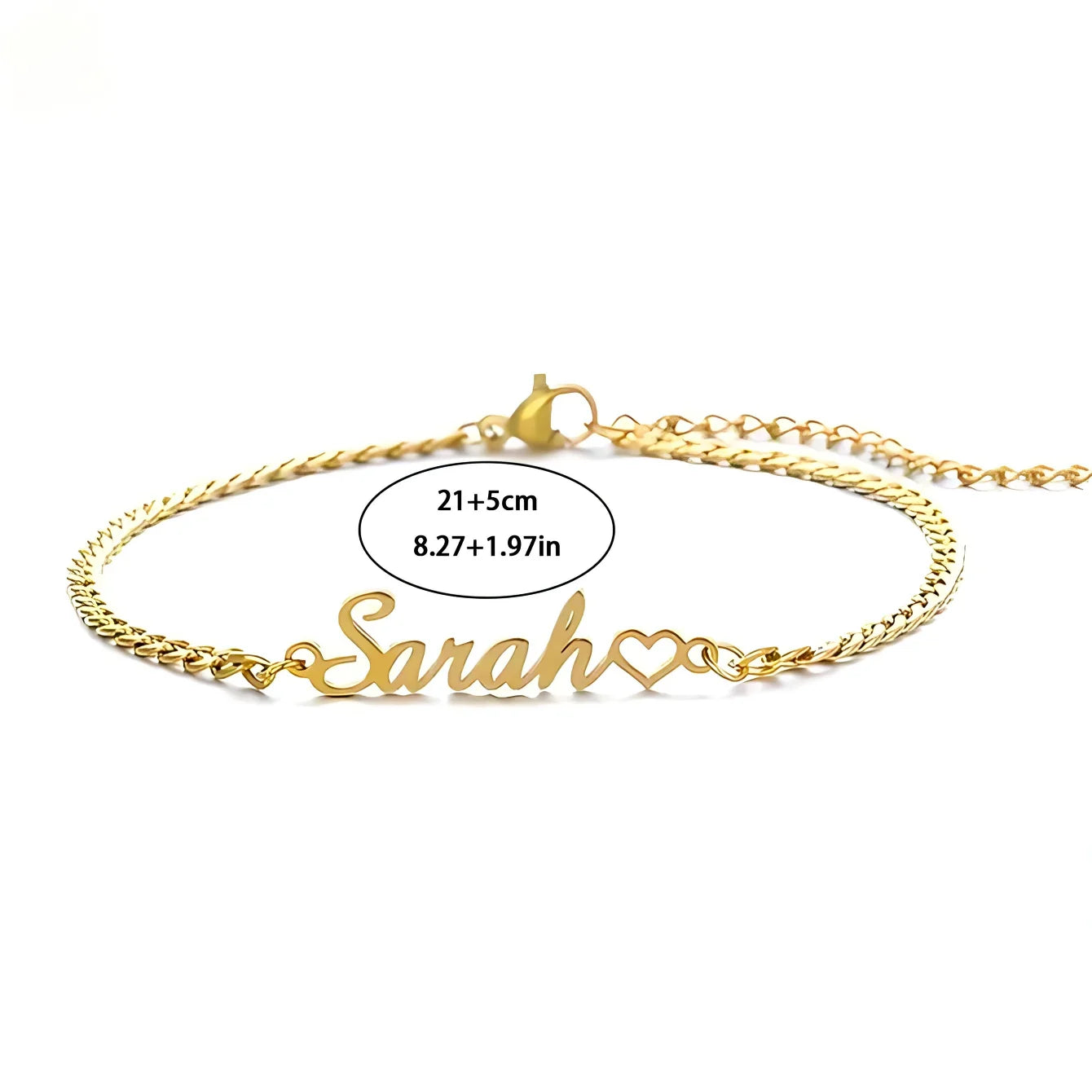 DOREMI Stainless Steel Jewelry Heart Personalized Name Cuban Chain Anklet Gift Jewelry Charm Letters Anklet