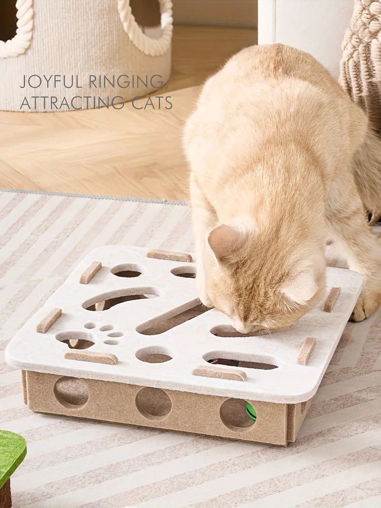 Cat Self-Entertainment Boredom Buster: Interactive Maze Box with Scratching Board Cat Tree and Sound Toy for Different Scenarios
