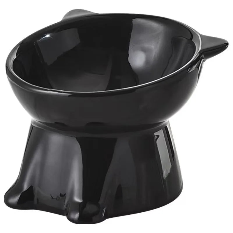 2 Piece Set - Elegant Black/Pure White Elevated Pet Bowl Elevated Anti Slip Wide Bottom Plastic Material Suitable Cats and Dogs