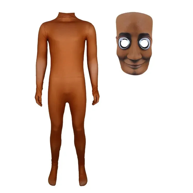 Cartoon Tung Sahur Costume Kids Long Sleeve Bodysuits Children Stage Performance Halloween Carnival Jumpsuit Mask Sets