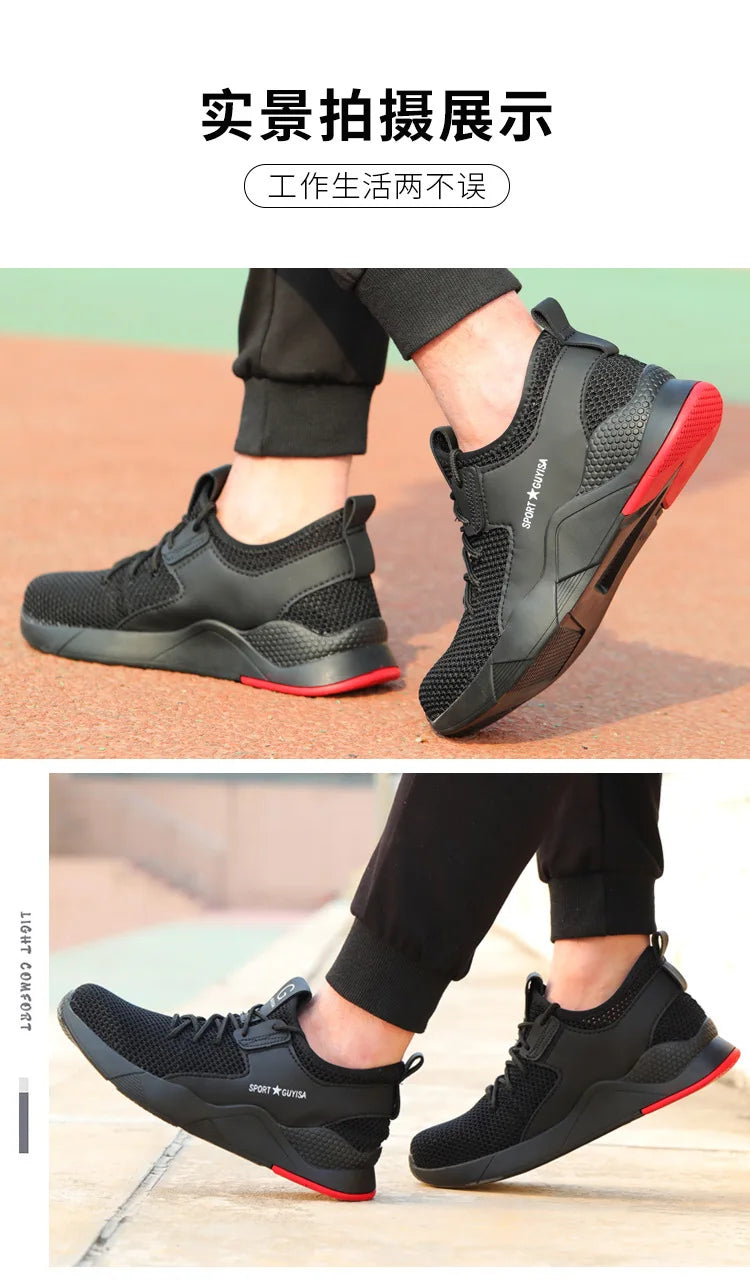 Summer Safety Shoes Mesh Work Shoes Lightweight Safety Sneaker For Men Breathable Protective Work Sneakers Steel Toe Shoes Man