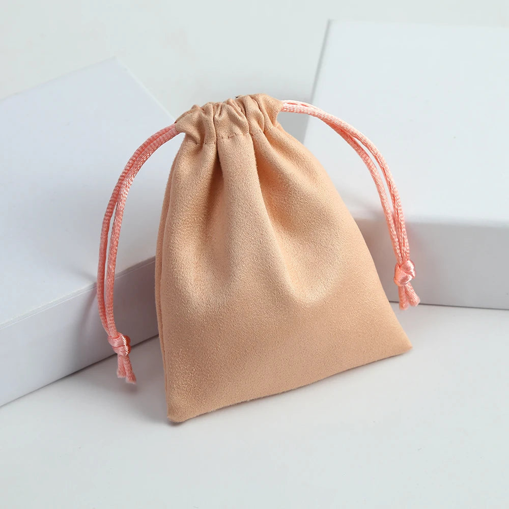 50pcs 7x9cm Light Blue Flannel Drawstring Packing Jewelry Packaging Display Luxury Velvet Suede Pouches Wedding Favors Gift Bags