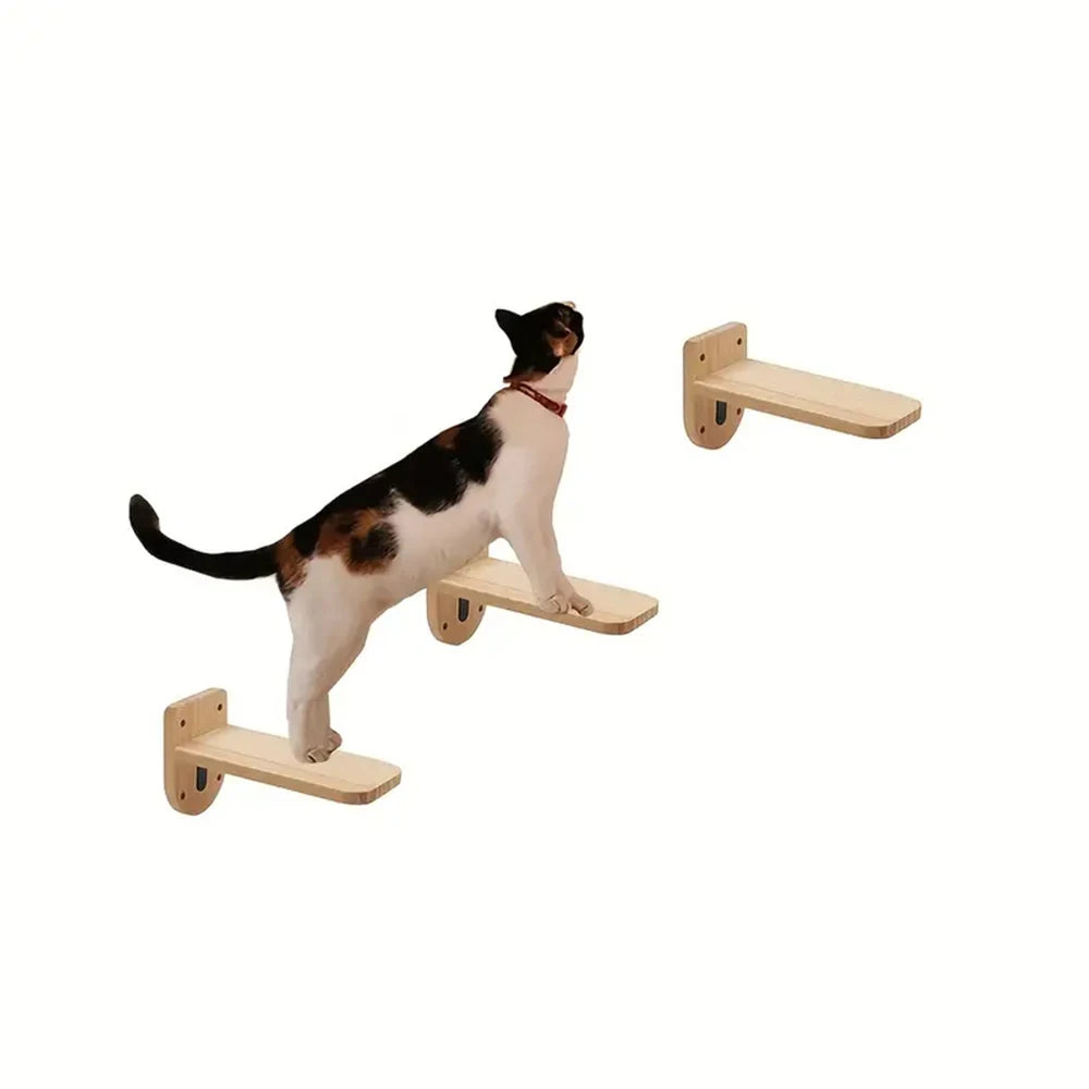 Wall Mounted Cat Tree with Sisal Scratching Post, Climbing Ladder, Jumping Platform and Hammock, creating a fun place for cats!