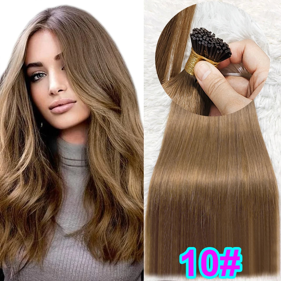Human Hair i tip 100% human hair extensions Keratin Straight Brazilian Remy Human Hair Natural Capsule Hair Extension  30 inch