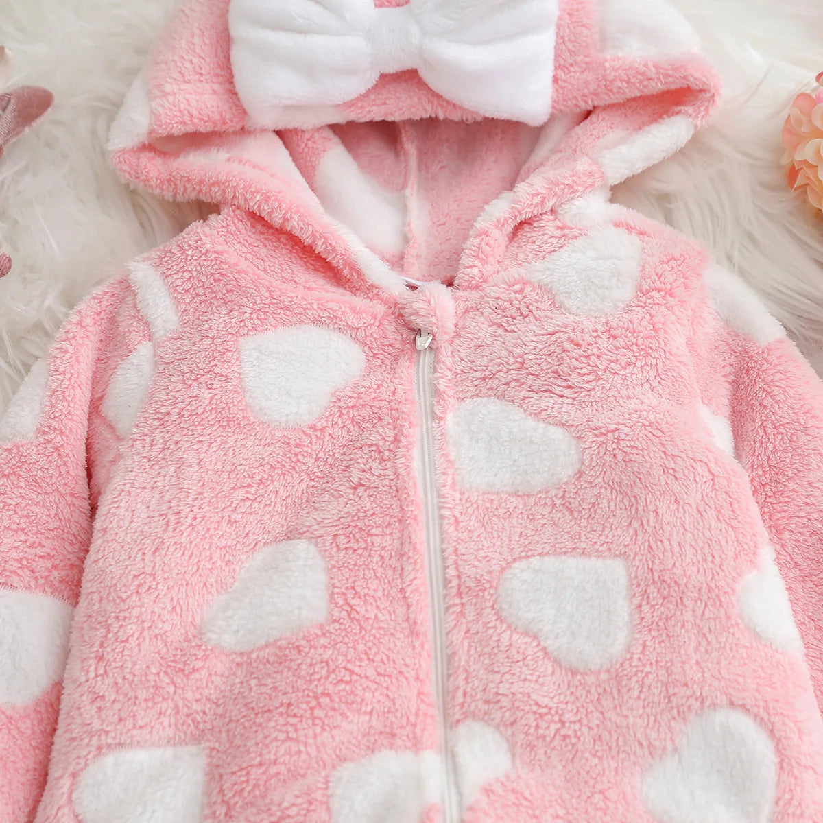 Girls Winter Casual Zipper Hooded Plush Onesie Baby Romper Suit Comfortable Soft Fabric Baby Clothes for Infants