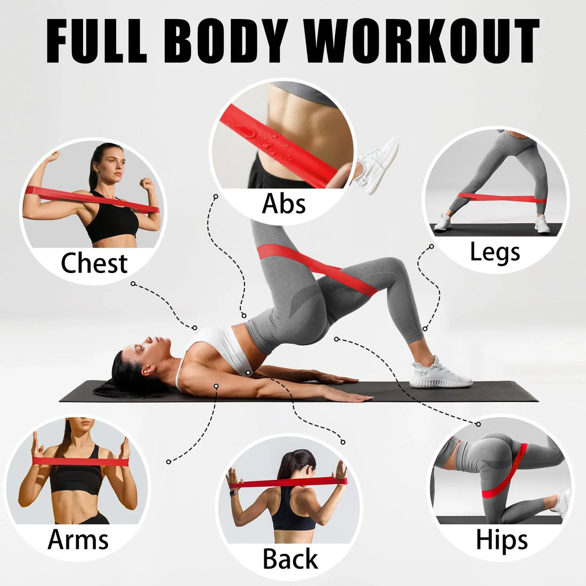 5 Levels Portable Fitness Workout Equipment Rubber Resistance Bands Yoga Gym Elastic Strength Pilates Crossfit  Weight Sports