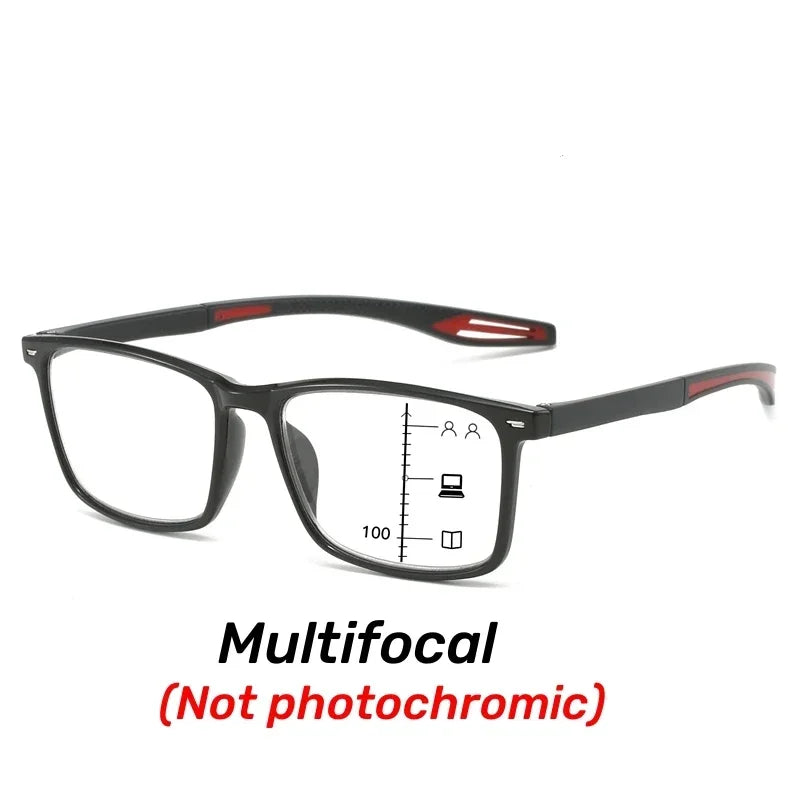 Color Changing Multifocal Presbyopia Glasses TR90 Sports Bifocal Near Far Sight Eyewear Finished Photochromic Reading Eyeglasses