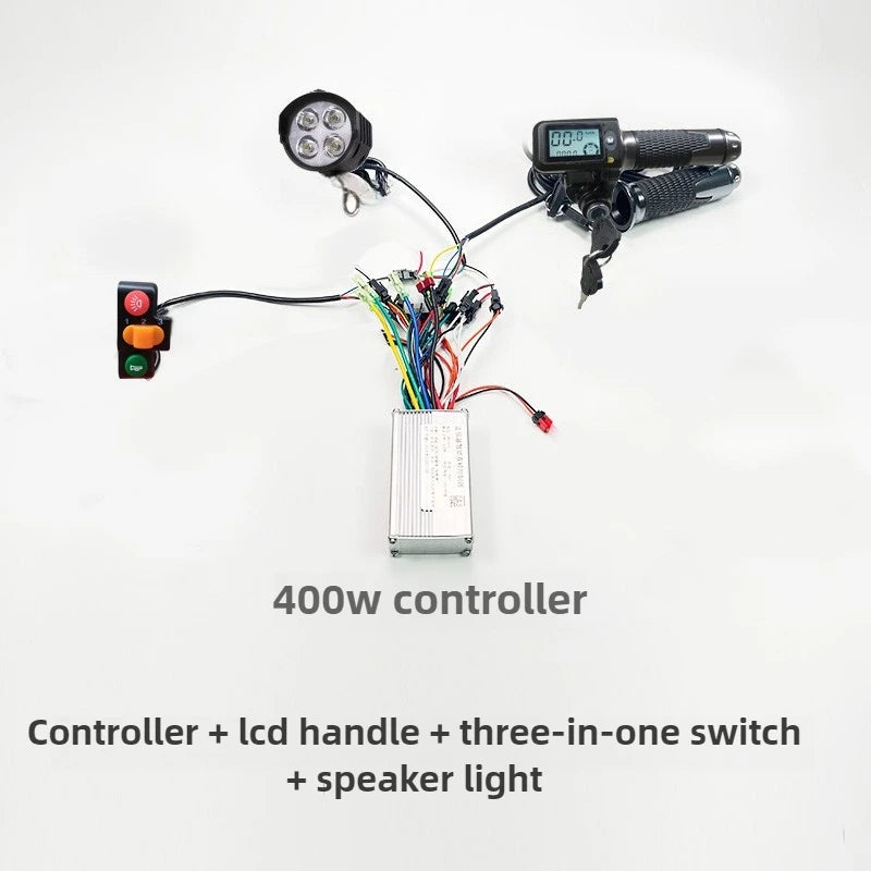 E-Bike Scooter Controller Kit 48V-60V 400W 15-18A Compatible Full Wire Harness for Electric Bicycle Conversion Braking System