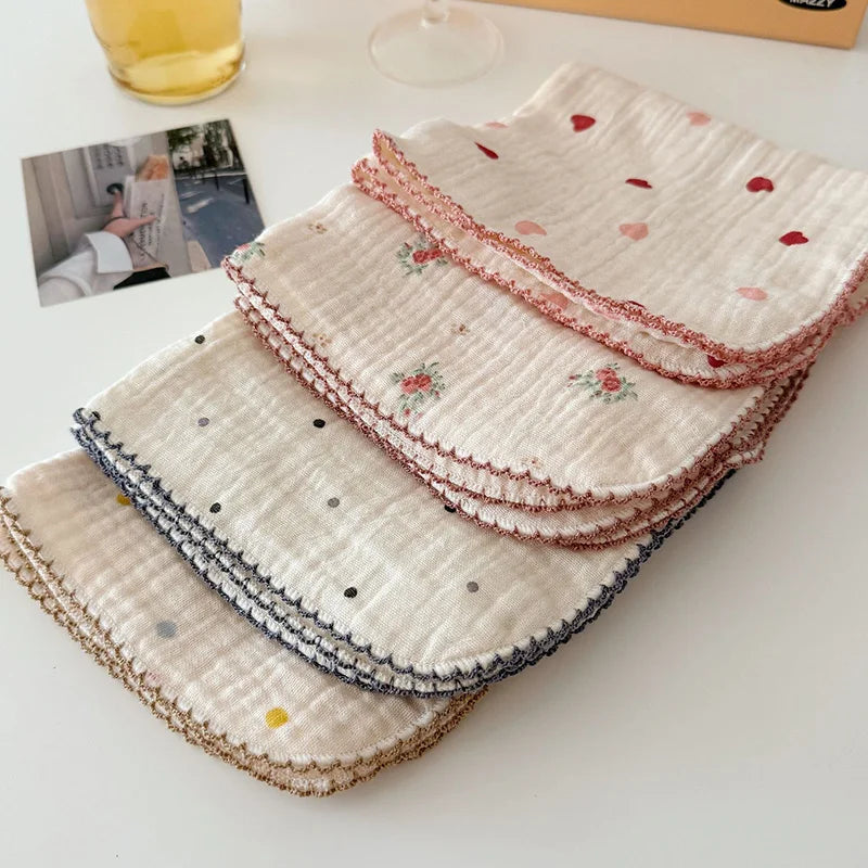 4Pcs Printing Towel Baby Face cloth Bath Towel Handkerchief Cotton Burp Cloth Soft Absorbent Gauze Kindergarten Washcloth 30cm