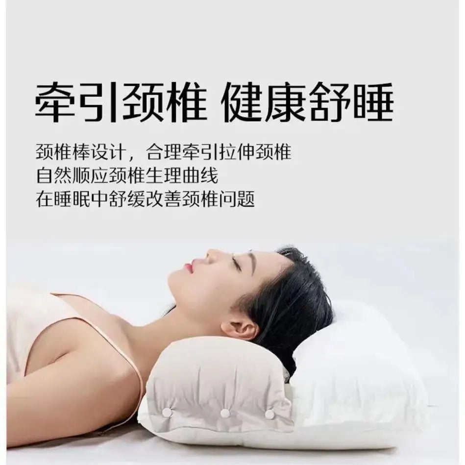 Cotton Two-Way Relaxing Neck Support Pillow, No Pressure On Face And Ears, Help Sleep Pillows