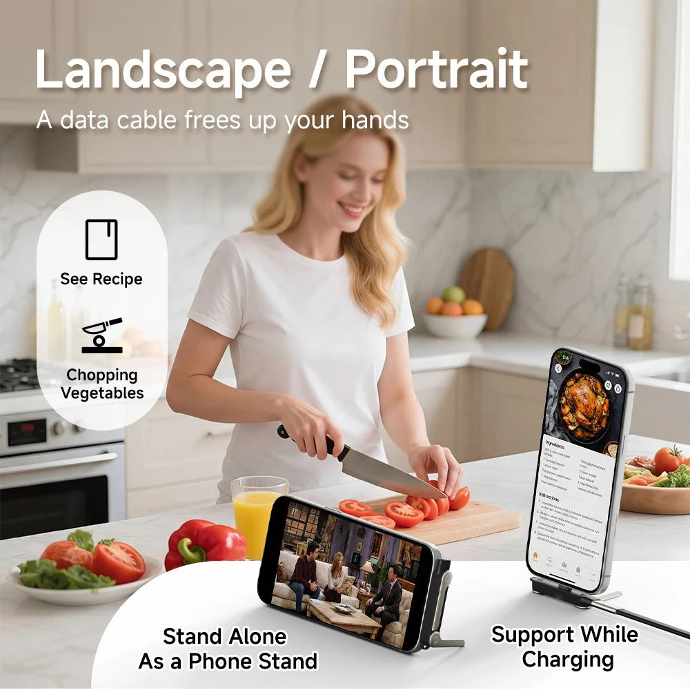 240W Fast Charging Bracket Adapter Portable Type C Male To Type C Female Converter With Foldable Phone Stand for iphone 15 16 17