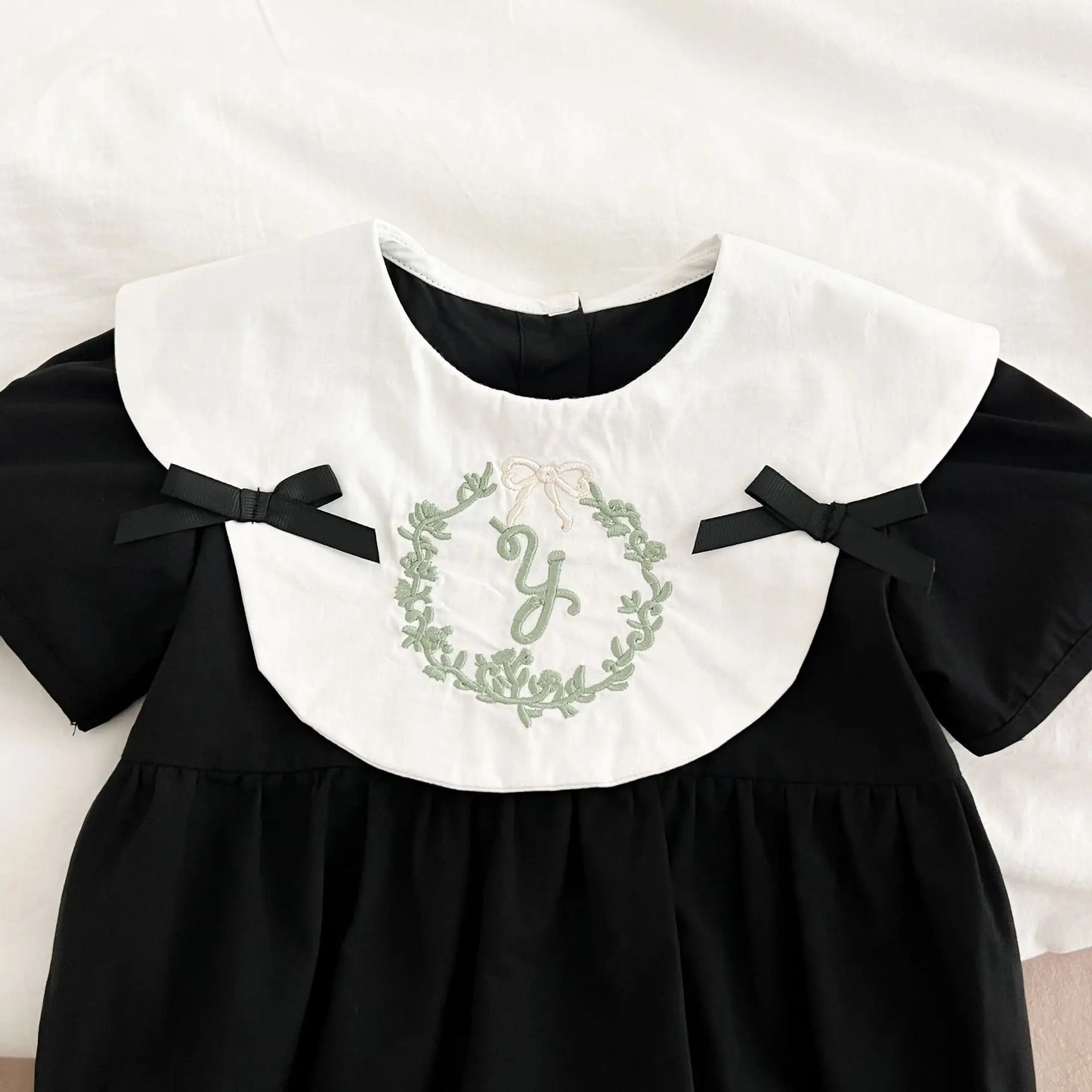 New Baby Girls Clothing Summer Infant Baby Girls Jumpsuit Retro Short Sleeve Cotton Embroidery Bow Newborn Baby Girls Bodysuits