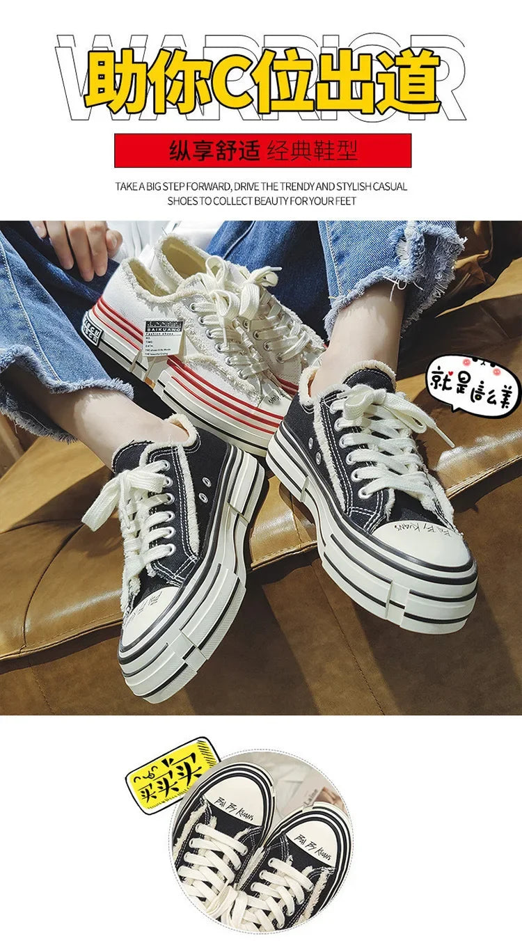 Men Vulcanized Shoe Thick Soles Increased Low Top Couple Shoe Canvas Shoe for Men Sneakers Tenis Masculino Zapatillas