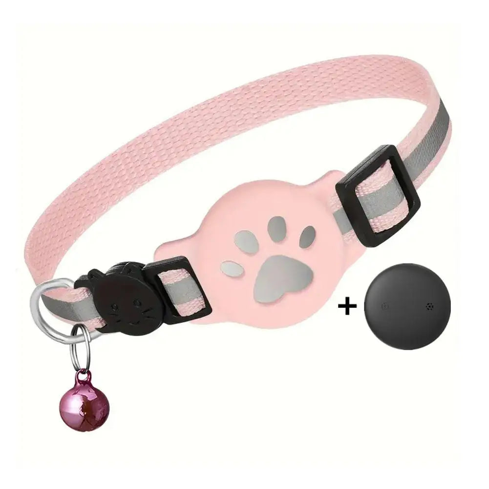 GPS Cat Collar with Reflective Strap, Mini Real Time Pet Location Device, Waterproof Anti Lost Finder for Outdoor Kitten S7X8