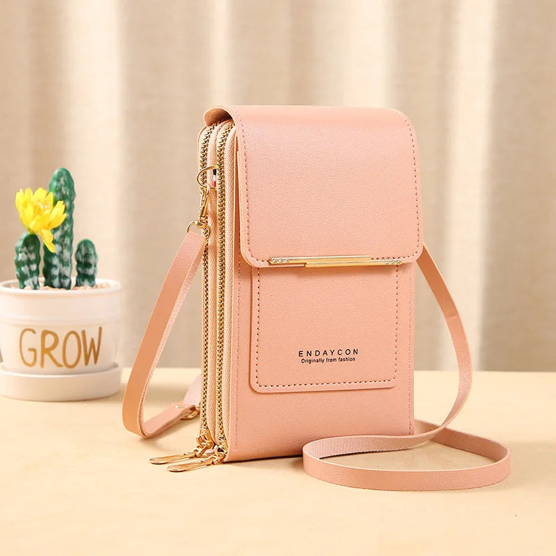 Women Crossbody Shoulder Bags Wallets Touch Screen Cell Phone Bag Soft Leather Strap Handbag for Female Luxury Messenger Bags
