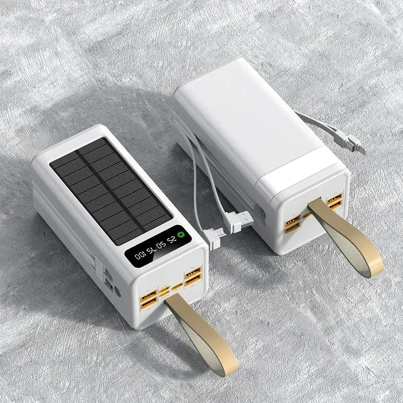 Lenovo 500000mAh Power Bank Large Capacity Portable LED Light Solar External Battery Four Interface Charger Powerbank 2026