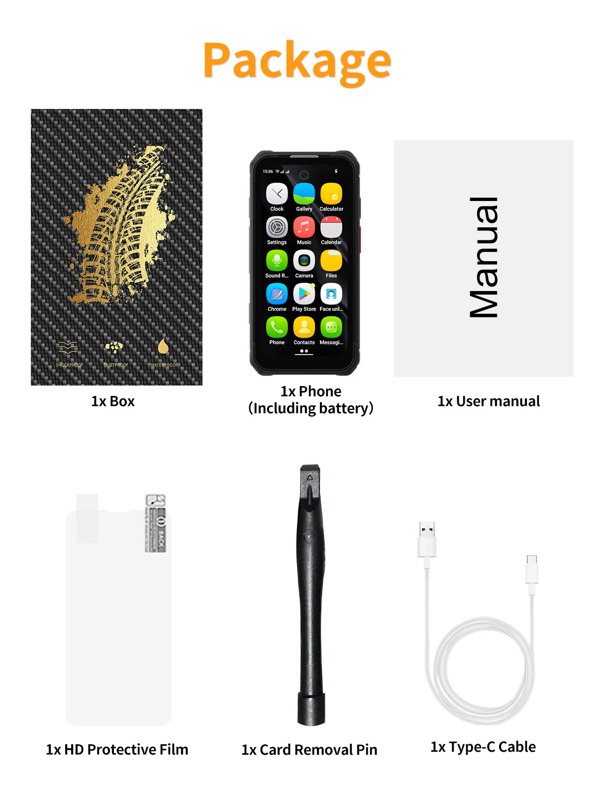 SERVO TANK500 4G PTT Smartphone Android 12 6+128GB Dual Camera 5MP+13MP 3.88"Display IP68 Waterproof Rugged Mobile Phone 3000mAh