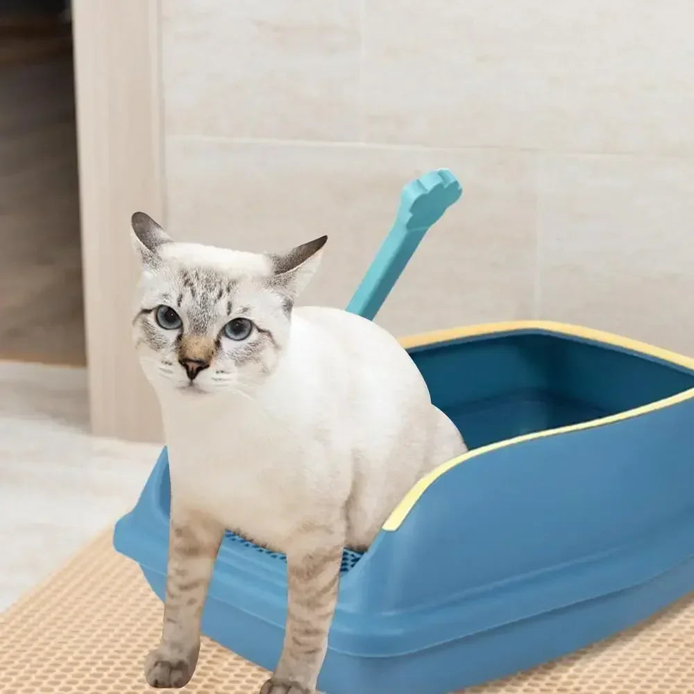 Semi Closed Plastic Sand Box Large Capacity Cat Litter Box For Cats Pet Toilet Anti Splash Cat Tray Cleaning Bath Basin Supplies