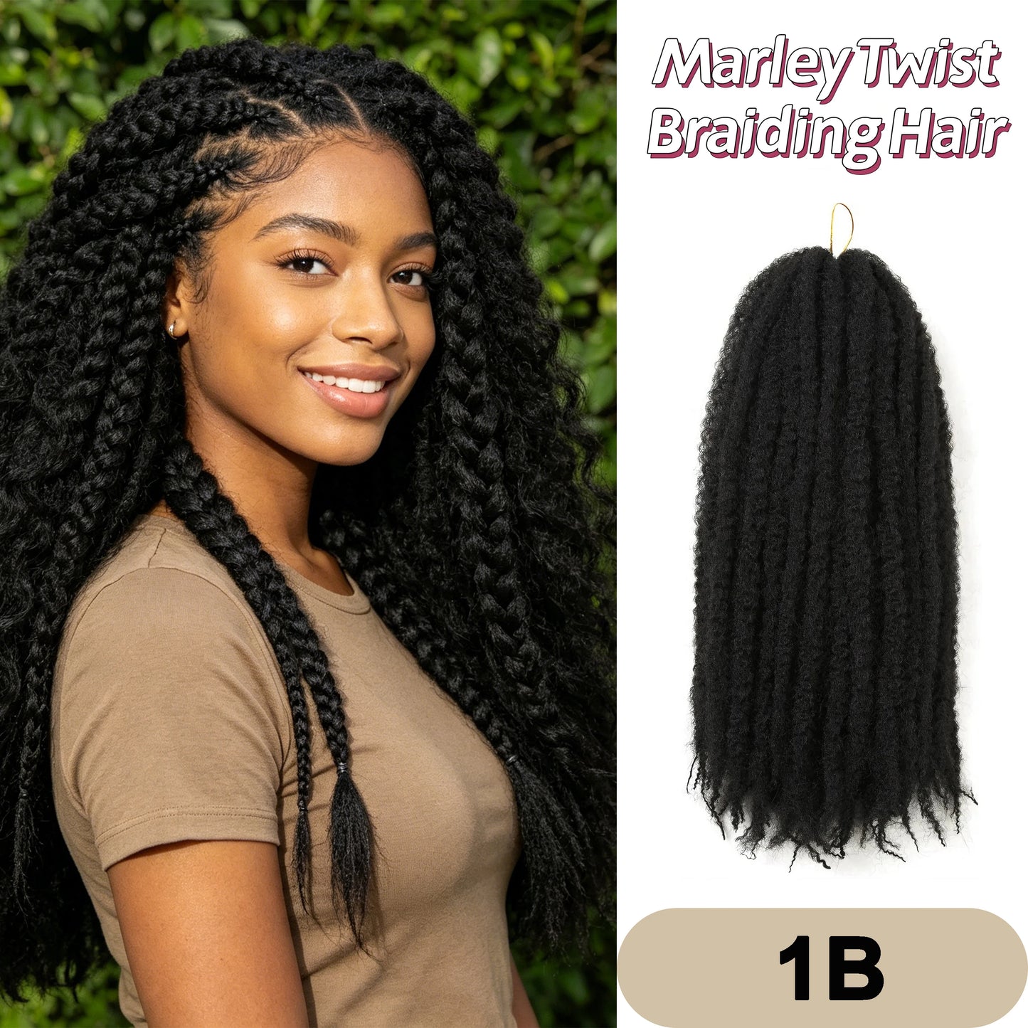 Marley Twist Braiding Hair Pre Stretched Ombre/Solid Colors Afro Kinky Curly Crochet Hair for Faux Locs Jumbo Marley Twists Hair