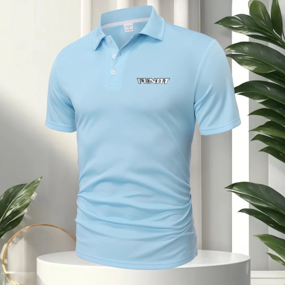 FENDT LOGO Splice New Men's Business Casual Short Sleeved Shirt Polo Shirt Fashionable Breathable Comfortable Versatile Top