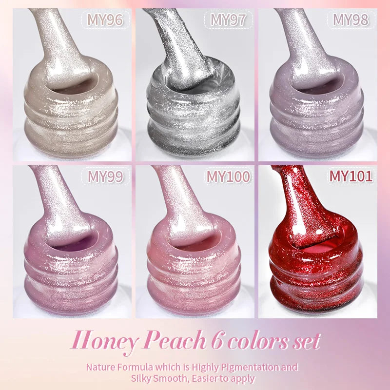 BORN PRETTY 6Pcs/Set 10ml Water Light Cat Magnetic Gel Nail Polish Aurora Spar Glitter Glass Soak Off UV LED Nail Varnish