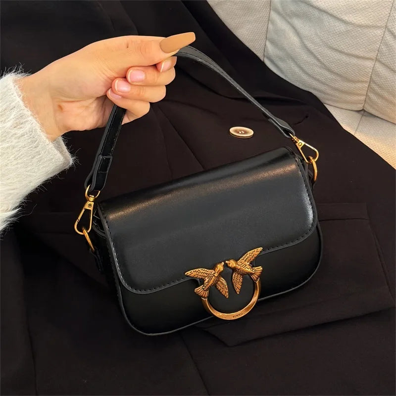 High-end Crossbody Handbag Leather Tote Bags Trendy Design Commuter Popular Classic Elegant Fashionable Bag with avian button