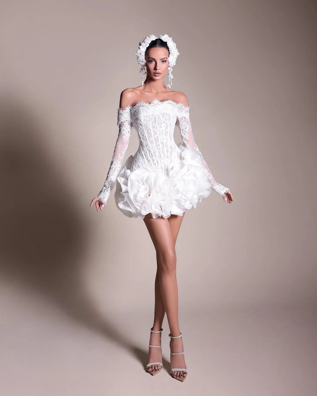 Off Shoulders White Satin Ball Gown Evening Dress Lace Cocktail Party Prom Formal Women's Fashionable Bridal Dress Wedding Gowns