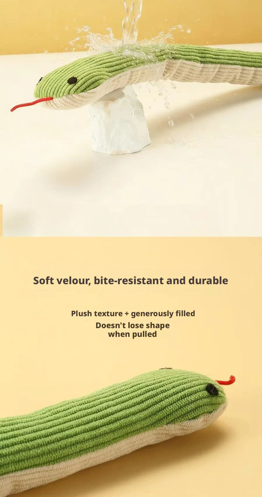 Interactive Snake‑Shape Pet Chew Toy, Bite‑Resistant Plush Sound Toy Teeth‑Cleaning for Kittens Puppies Small Pets